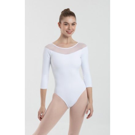 Intermezzo 31662 leotard with tulle inserts, 3/4 sleeves